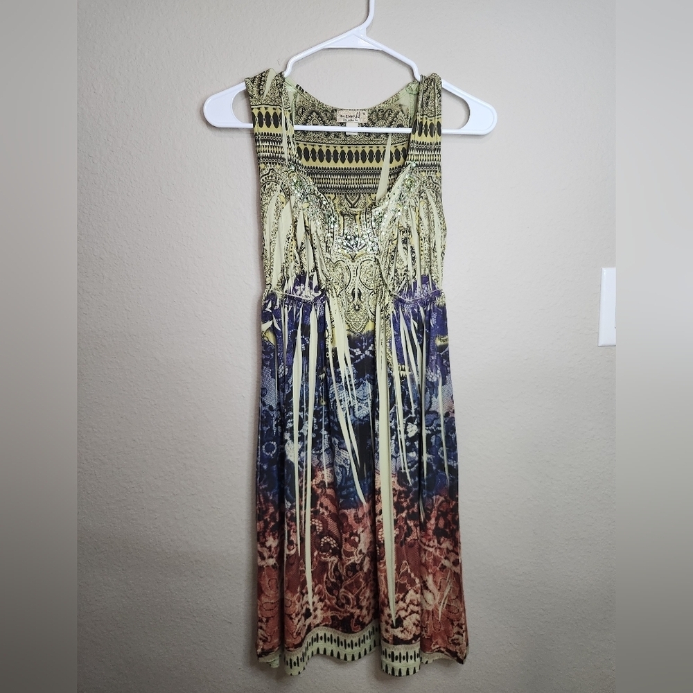 Y2k Sleeveless Sequin Tie Dye Stretchy Dress Size Medium